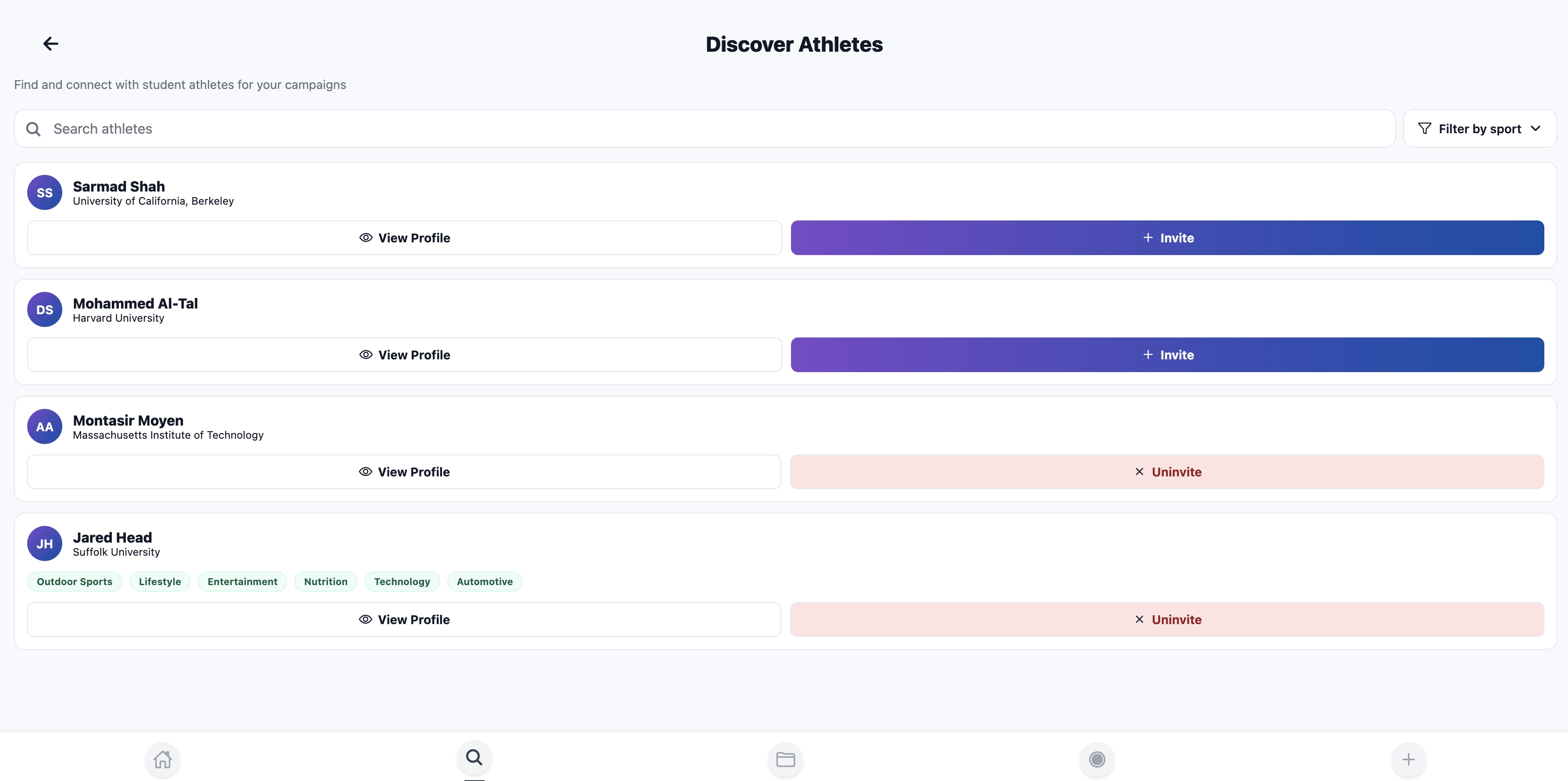 CollegiateX Mobile App preview